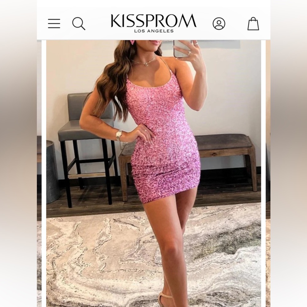 KISSPROM Pink Sequin Mini Dress